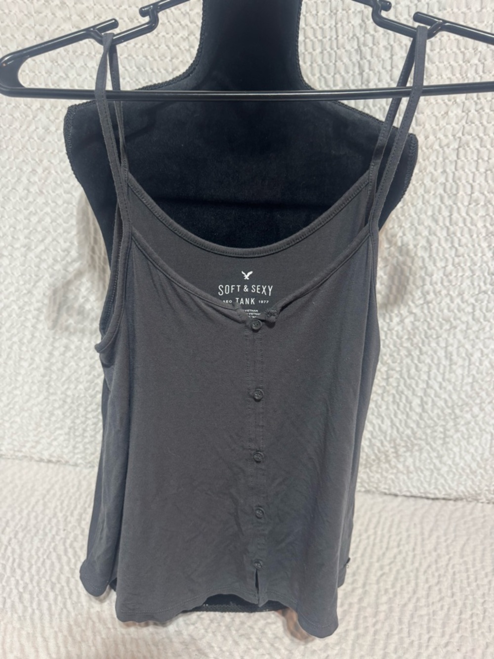 American Eagle Outfitters Black Soft & Sexy Button-Front Tank